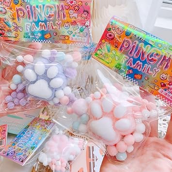 Stress Relieving Cat Claw Toys, Squishy Cute Squeeze Animal Toys, Squeeze Toys Relieve Sensory Stress, Birthday Party Decoration for Kids and Adults (I)