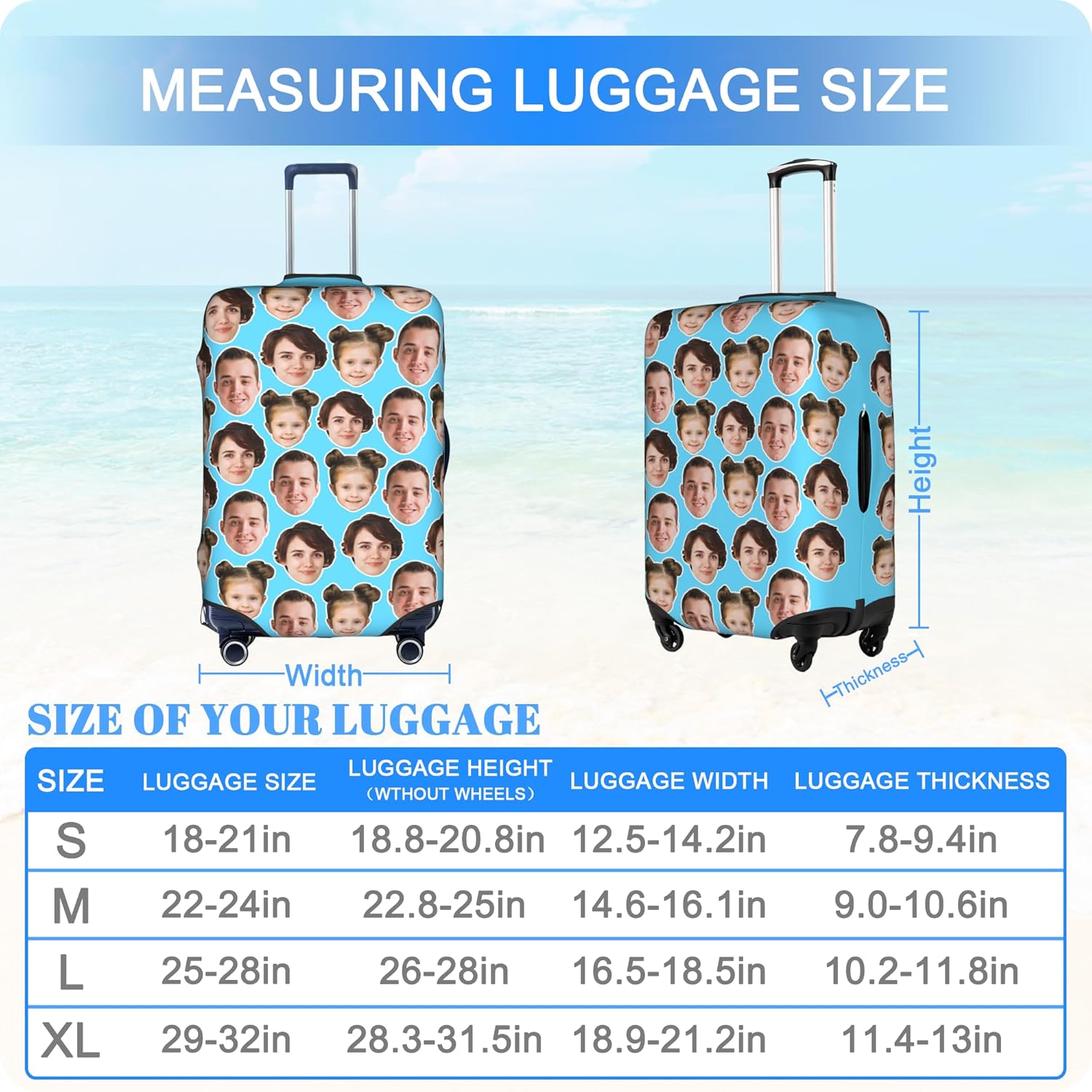 Custom Luggage Cover Personalized Suitcase Cover Add Your Name Photo Text Logo Double Sided Design Customized Elastic Protector Washable luggage cover protector for Travel（S-XL） (Avatar, XL)