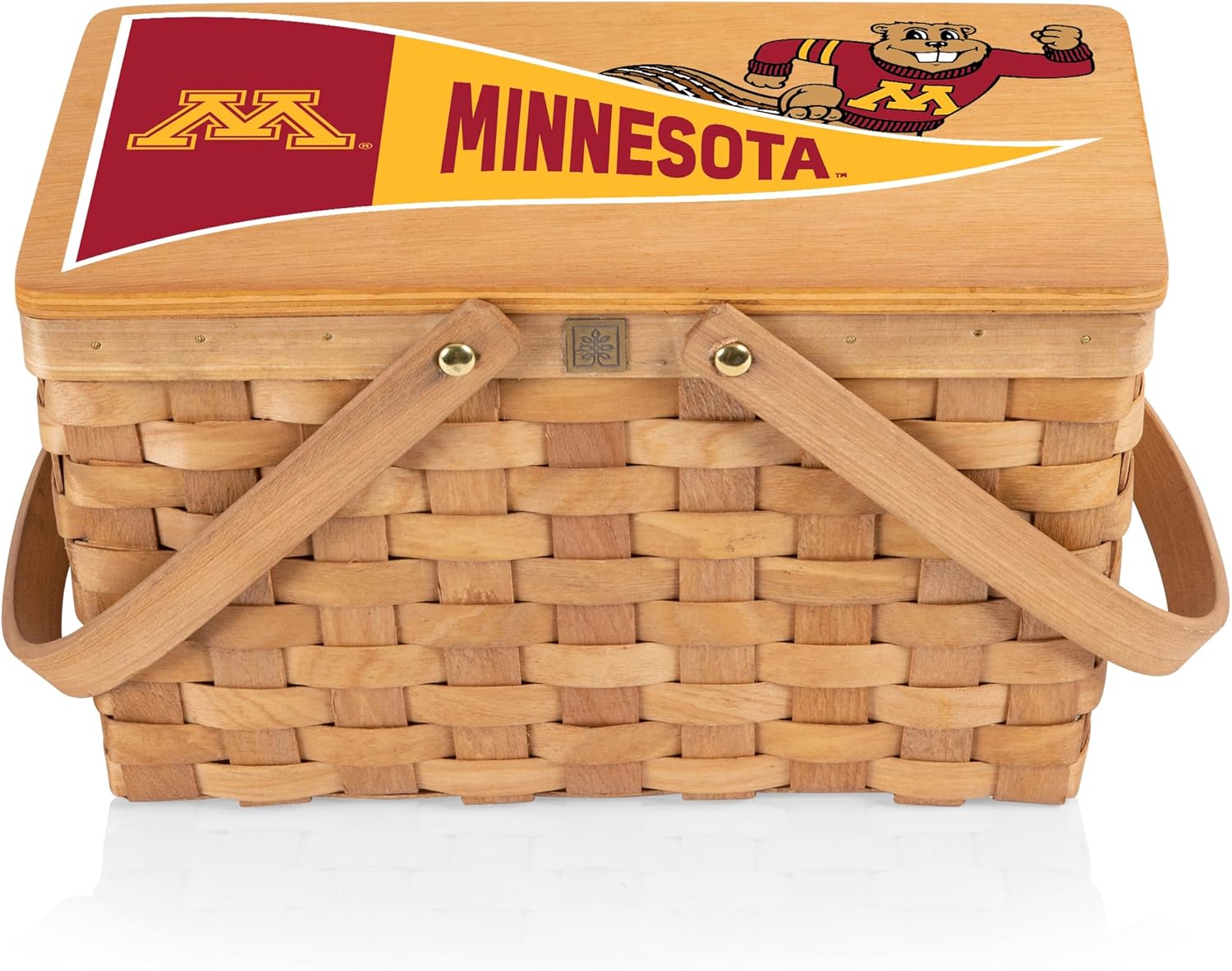 PICNIC TIME NCAA Minnesota Golden Gophers Poppy Personal Picnic Basket, Insulated Lunch Bag, Retro Lunch Box, (Beige)