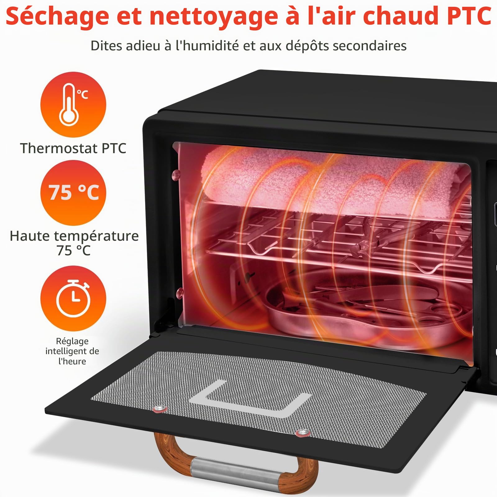 CGBE 10L Autoclave Stérilisateur UV avec Séchage pour Salons de Manucure | Air Chaud Thermostatique à 75 °C - 160 W Stérilisateur Matériel Onglerie pour Salon de Coiffure Maison - Noir