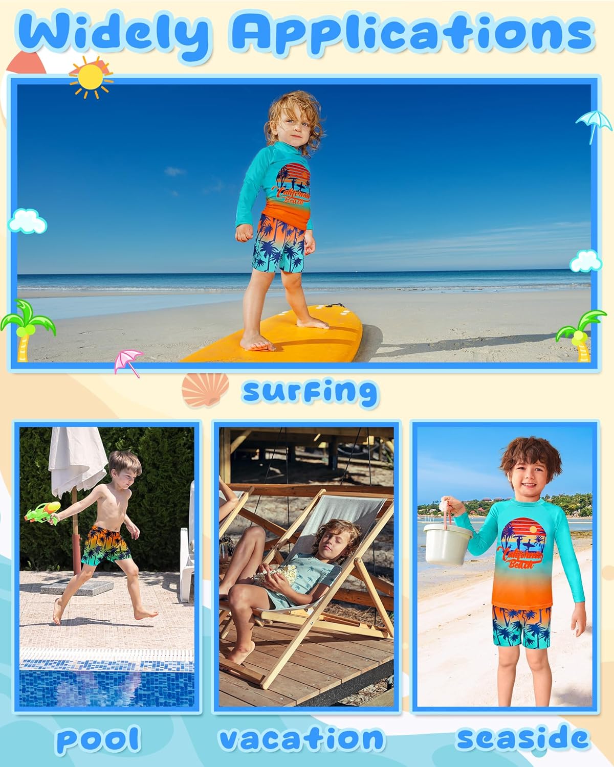 Boys Two Piece Rash Guard Swimsuits Kids Short Sleeve Swimwear Sets Quick Dry Bathing Suit 3-10 Years - Image 4