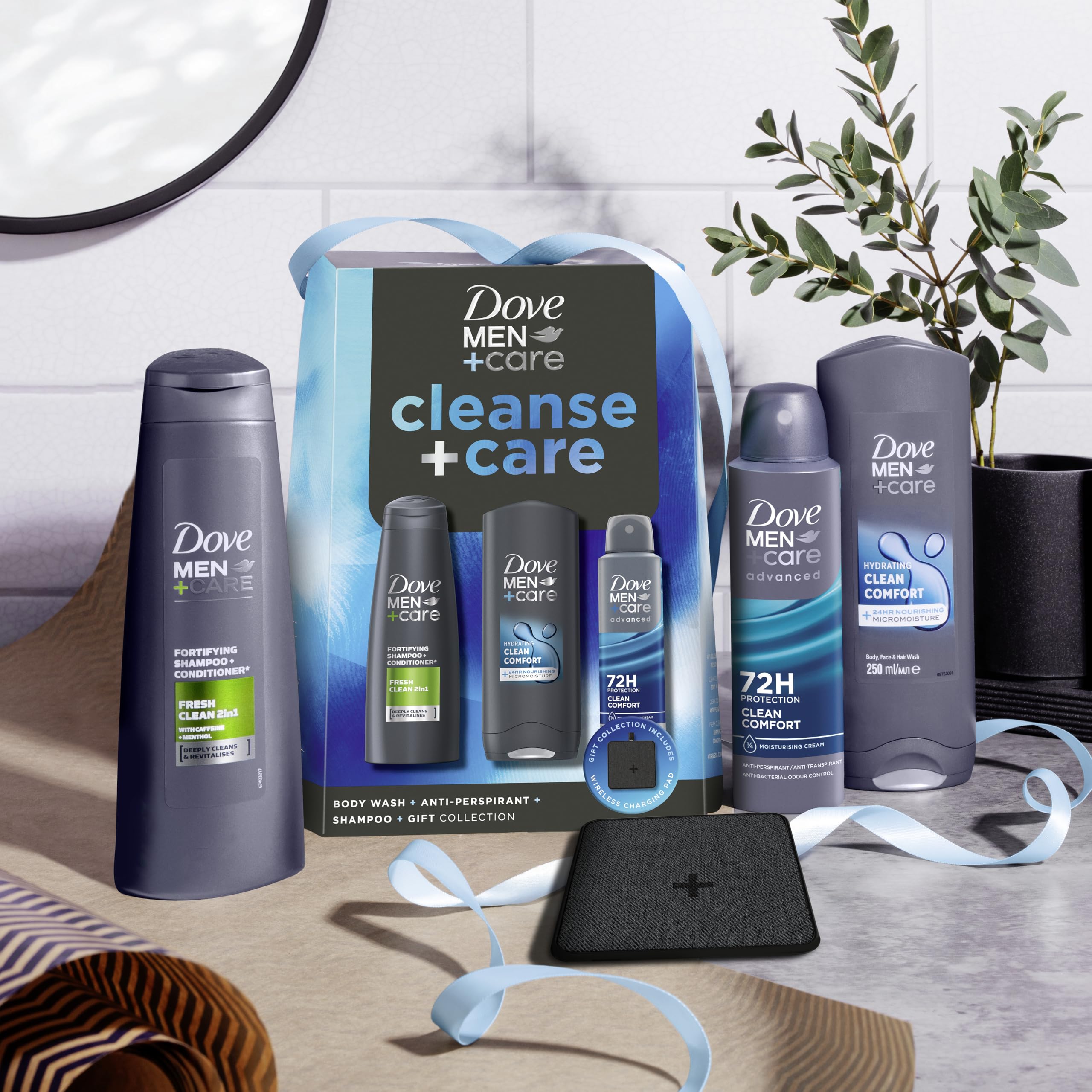 Dove Men+Care Cleanse+Care & Charging Pad Gift Set body wash, 2-in-1 shampoo & conditioner and anti-perspirant perfect gifts for men 3 piece - Image 3