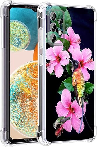 Beaucov Funda para Galaxy A23 5G, diseño de colibríes, flores rosadas, protección contra caídas, a prueba de golpes, funda protectora de cuerpo