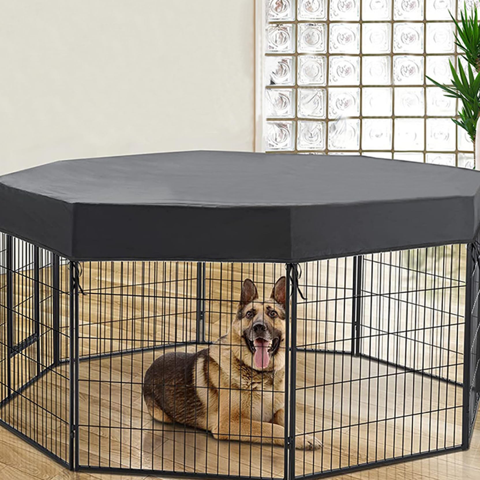 Copertina di Cani per Cani, Copertura per Cani da 68.5x68,5 Pollici, Copertina per Cani per Cani da Sole/Pioggia con Legami, Copertura per Gabbia per Cani riutilizzabili per Interno all'aperto