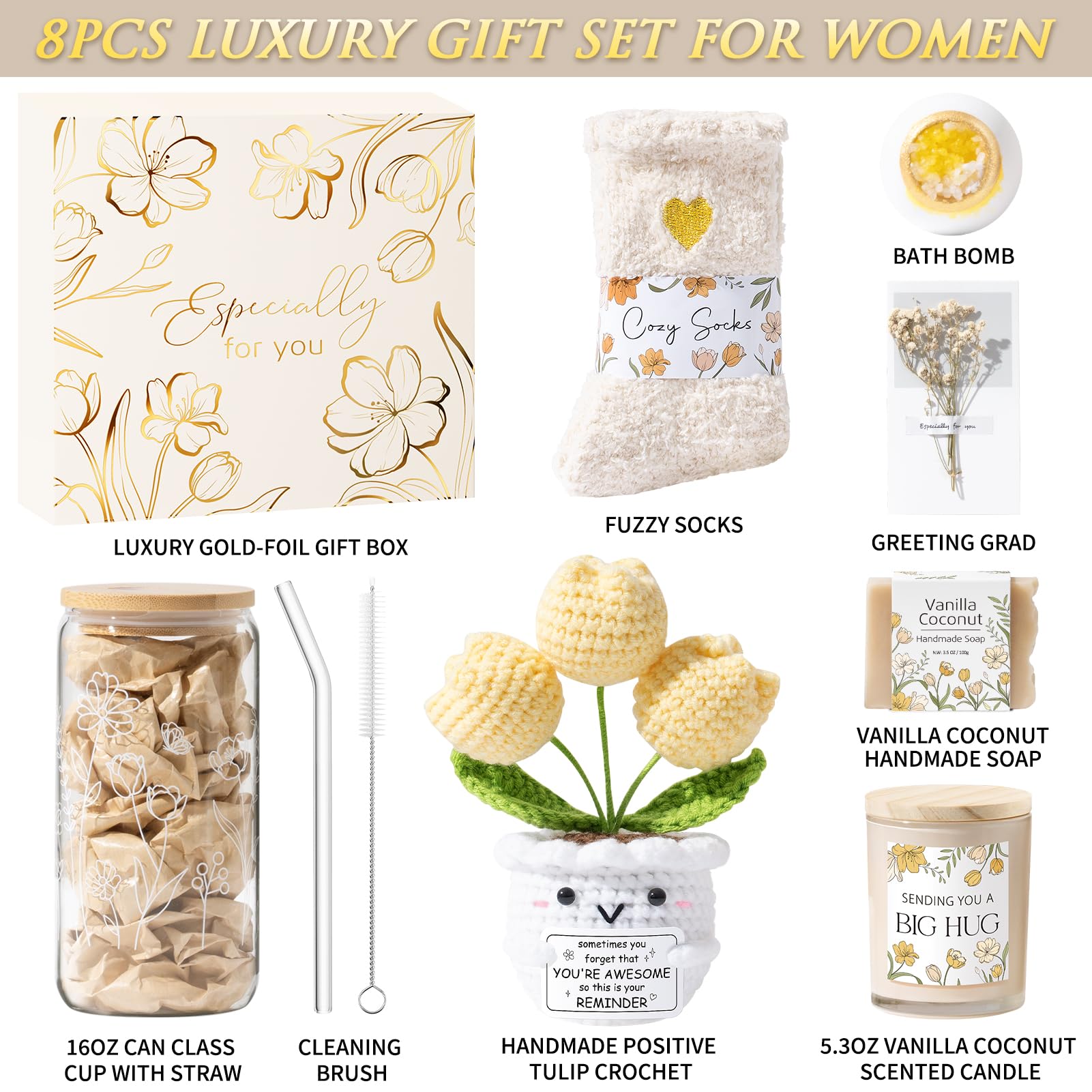 Condition photo showing New/Like New for mothers day birthday gifts for women self care package get well soon gift baskets, thinking of you inspirational sympathy spa gift basket for women, unique gifts set for mom her wife friend sister