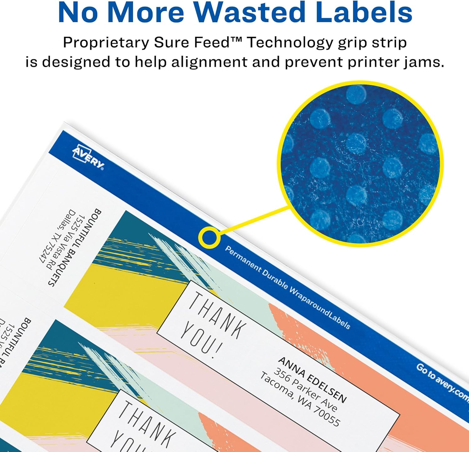 Avery Printable Wraparound Rectangle Labels, 7.85" x 1.75", Textured White, 50 Customizable Labels (22838) - Image 3