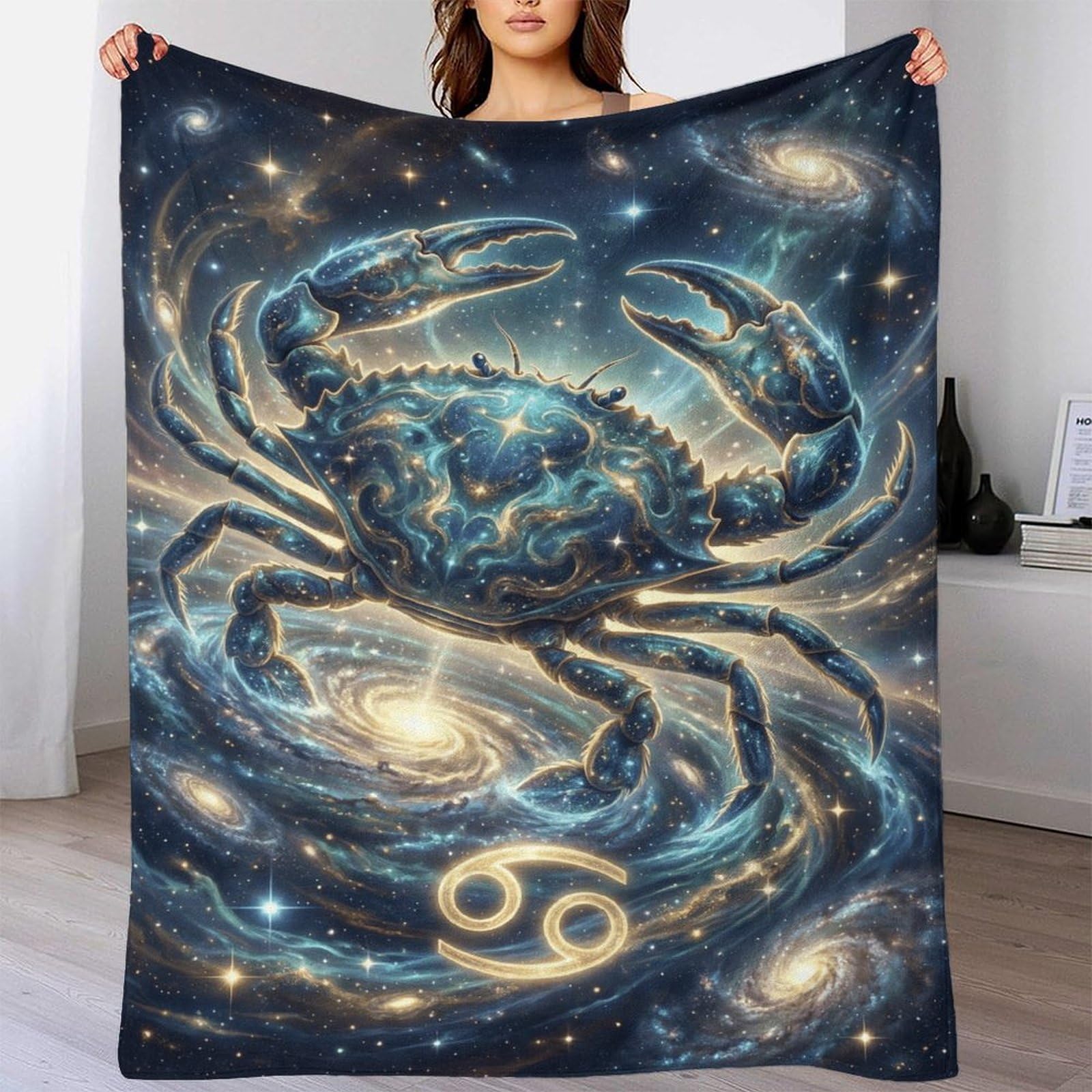 W7C8U2X3 Zodiac Cancer for for Flannel Throw Blanket, Reading Couch Use
