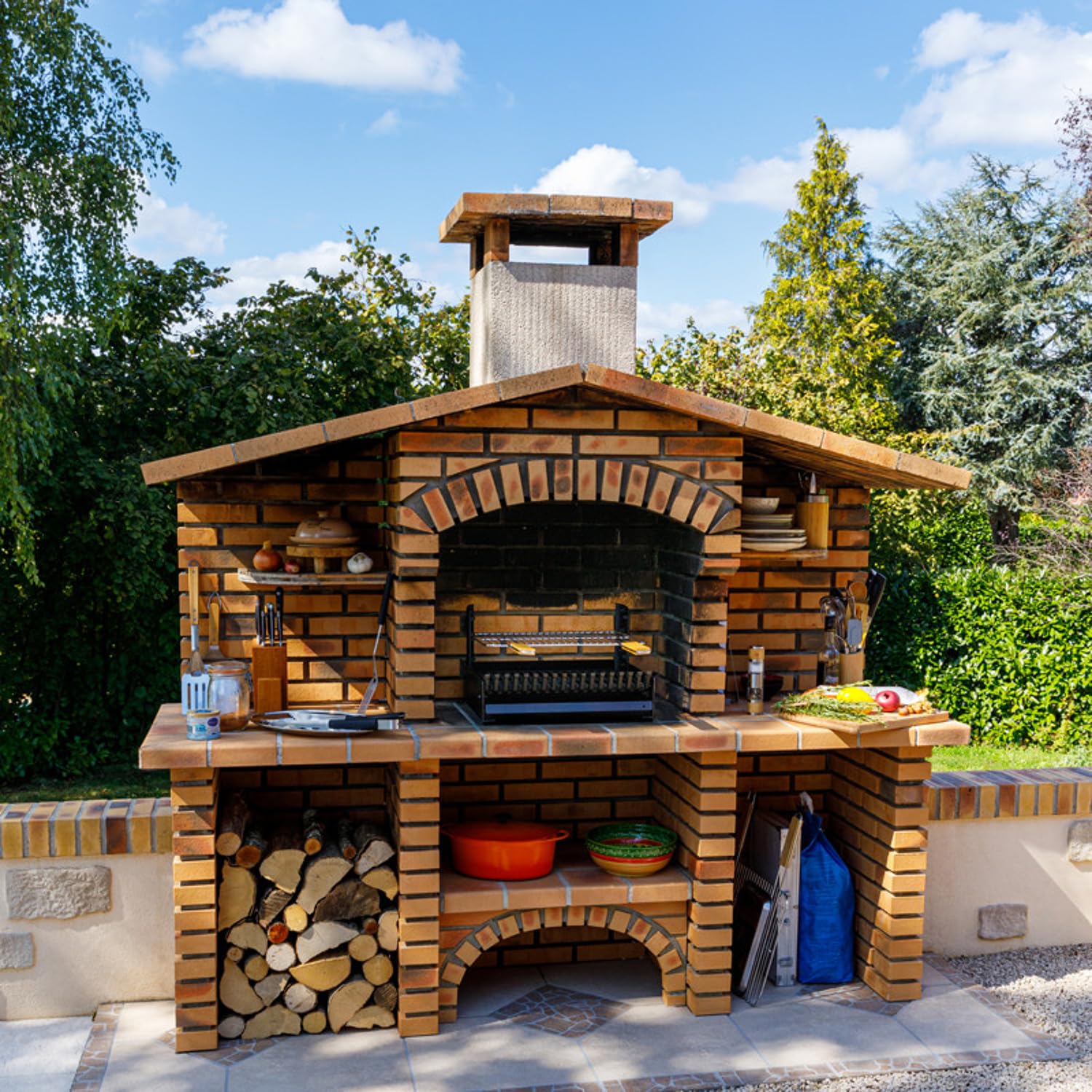Happy Garden Barbecue au Charbon de Bois réglable en 3 hauteurs GRILLOIR