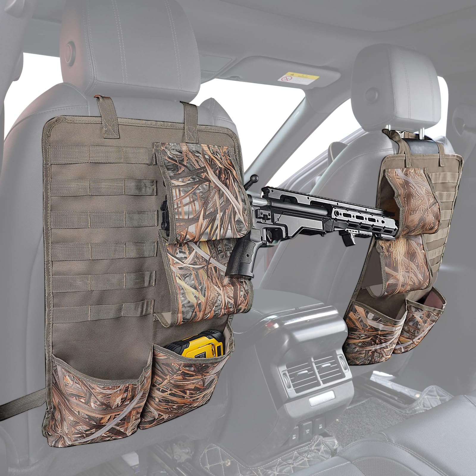 Truck Gun Rack for Hunting Accessories,2 Pack Tactical Seat Back Gun Rack,Camo Front Seat Gun Organizer Holder for Hunting Rifles/Shotguns
