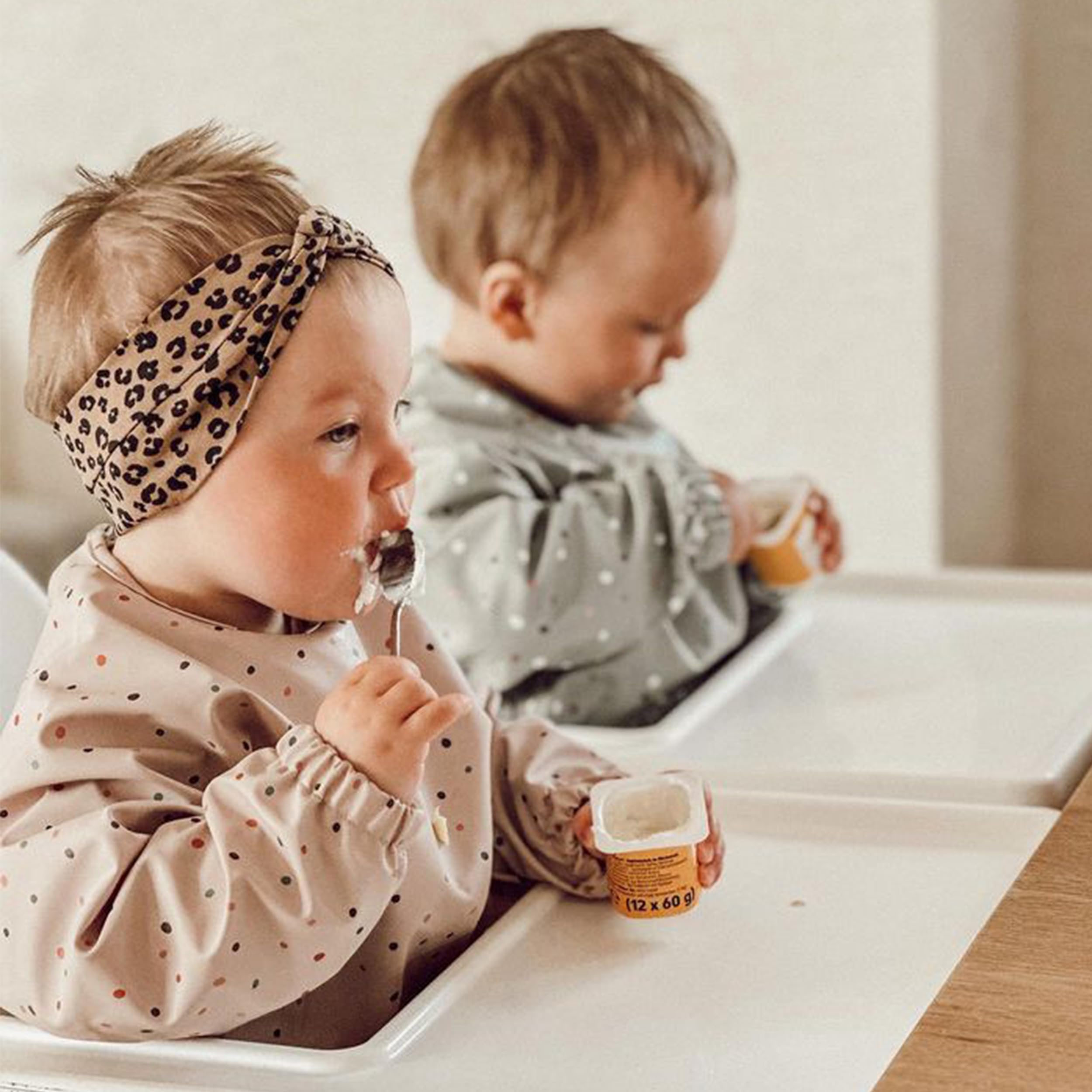Nombear Baby Bibs with Sleeves for 6-24 Months, 2 Pack, Easy Wipe Clean, Machine Washable Baby Weaning Bib with Sleeves - Image 2