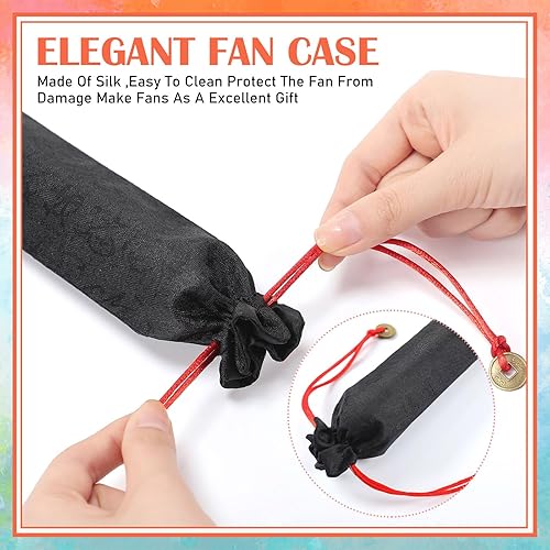 Miniatura 4 de Maitys Large Rave Fan Clap Fans for Line Dancing Large Holographic Folding Hand Fans for Men and Women, Festival, Tai Ji, Kungfu, Martial Art, Láser