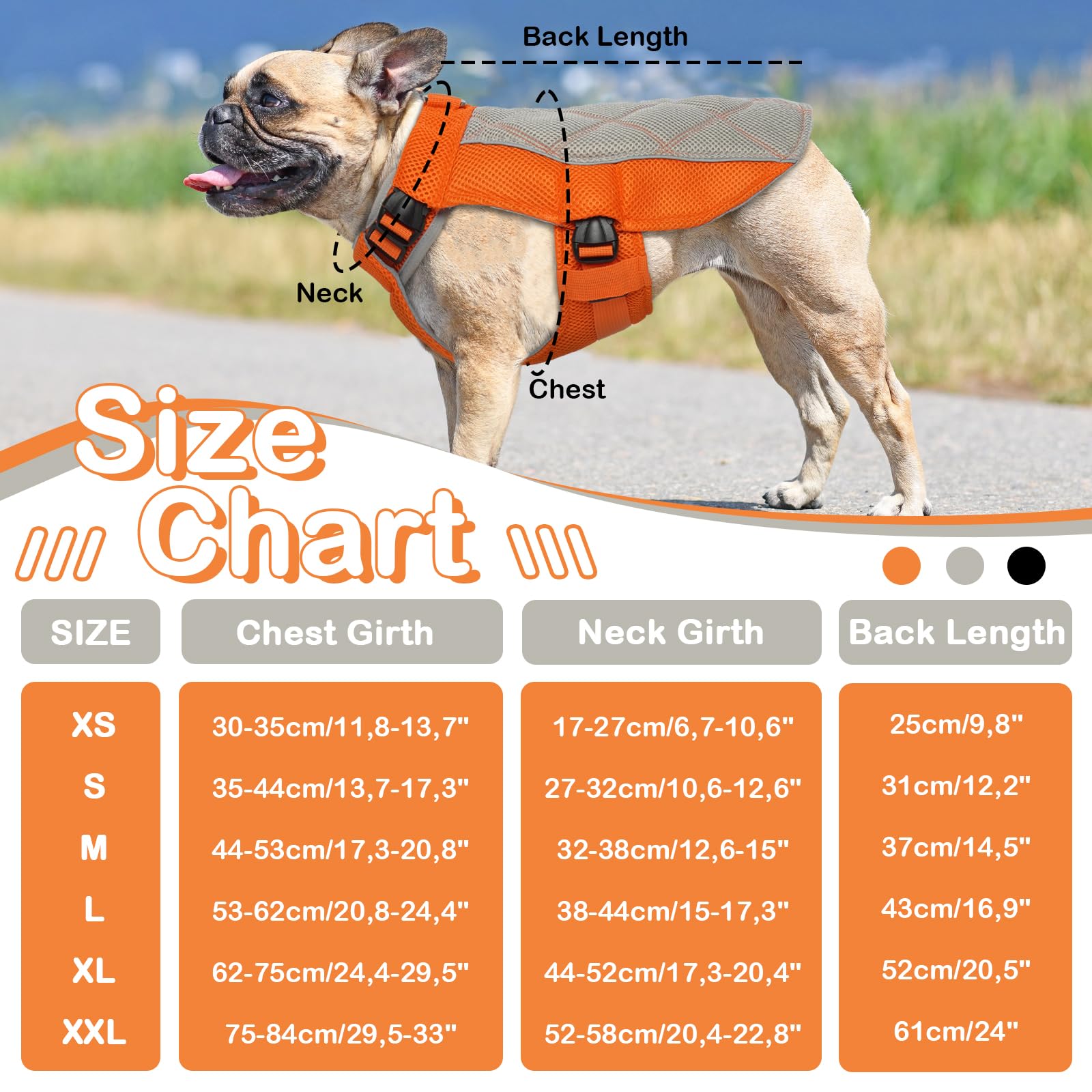 Chaleco Refrescante para Perros, Cómodo Chaleco Refrigerante para Perros Transpirable Chaleco Refrigerante Perro, Ropa de Frio para Perros para días Calurosos de Verano, Naranja XS