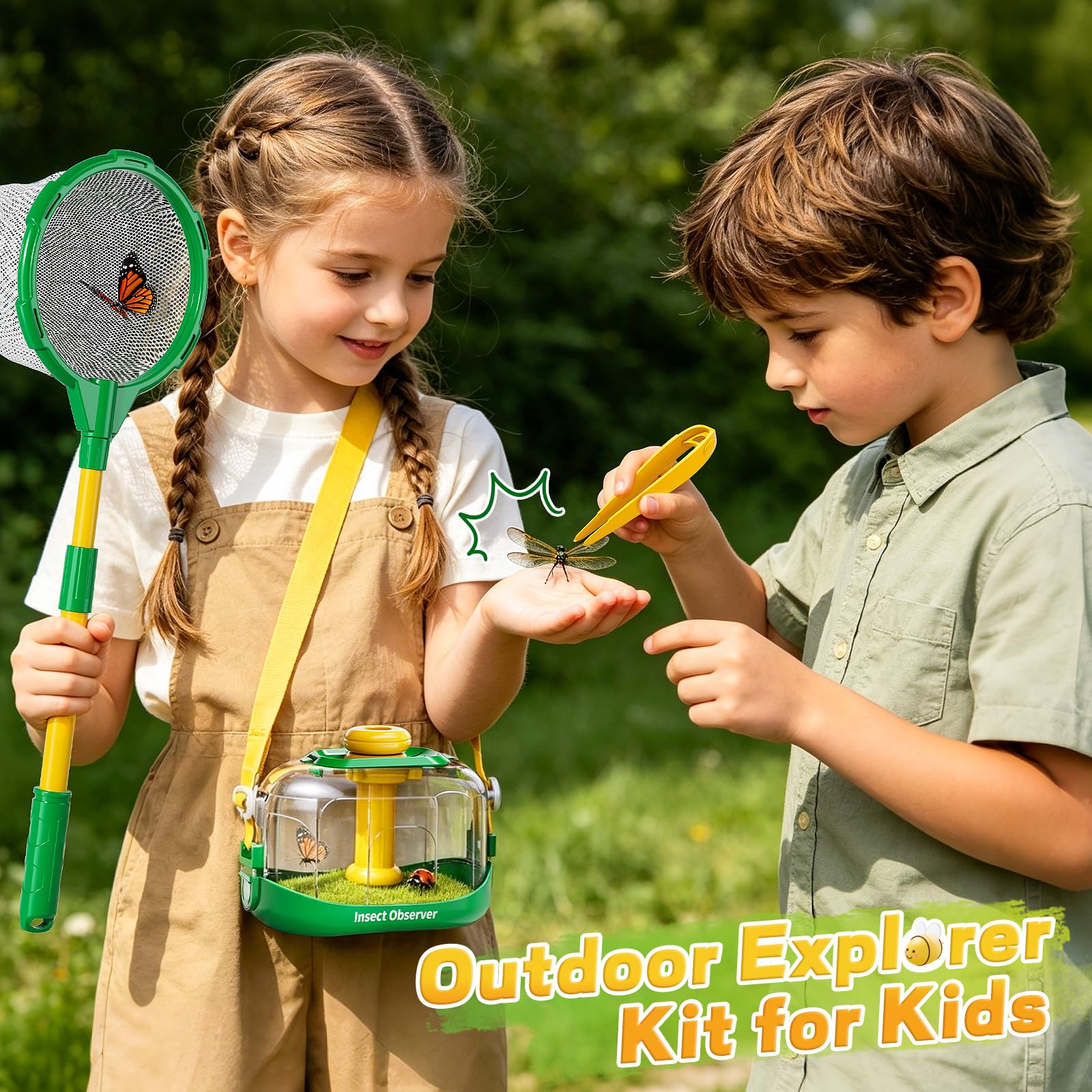 Insektenfänger für Kinder – 10-teiliges Outdoor-Entdecker-Set, Spielzeug mit Schmetterlingsnetz und Käferhaus, pädagogisches Abenteuer, Kinderspielzeug für Kinder im Alter von 3, 4, 5, 6, 7, 8 Jahren