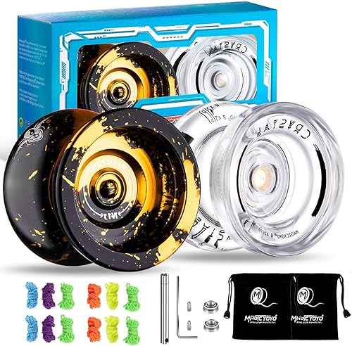 Vista 6 de MAGICYOYO Yoyos de doble propósito, paquete de 2, Yoyo de metal N11 y plástico Yo Yo K2 Crystal White Responsive Yo Yos para niños principiantes