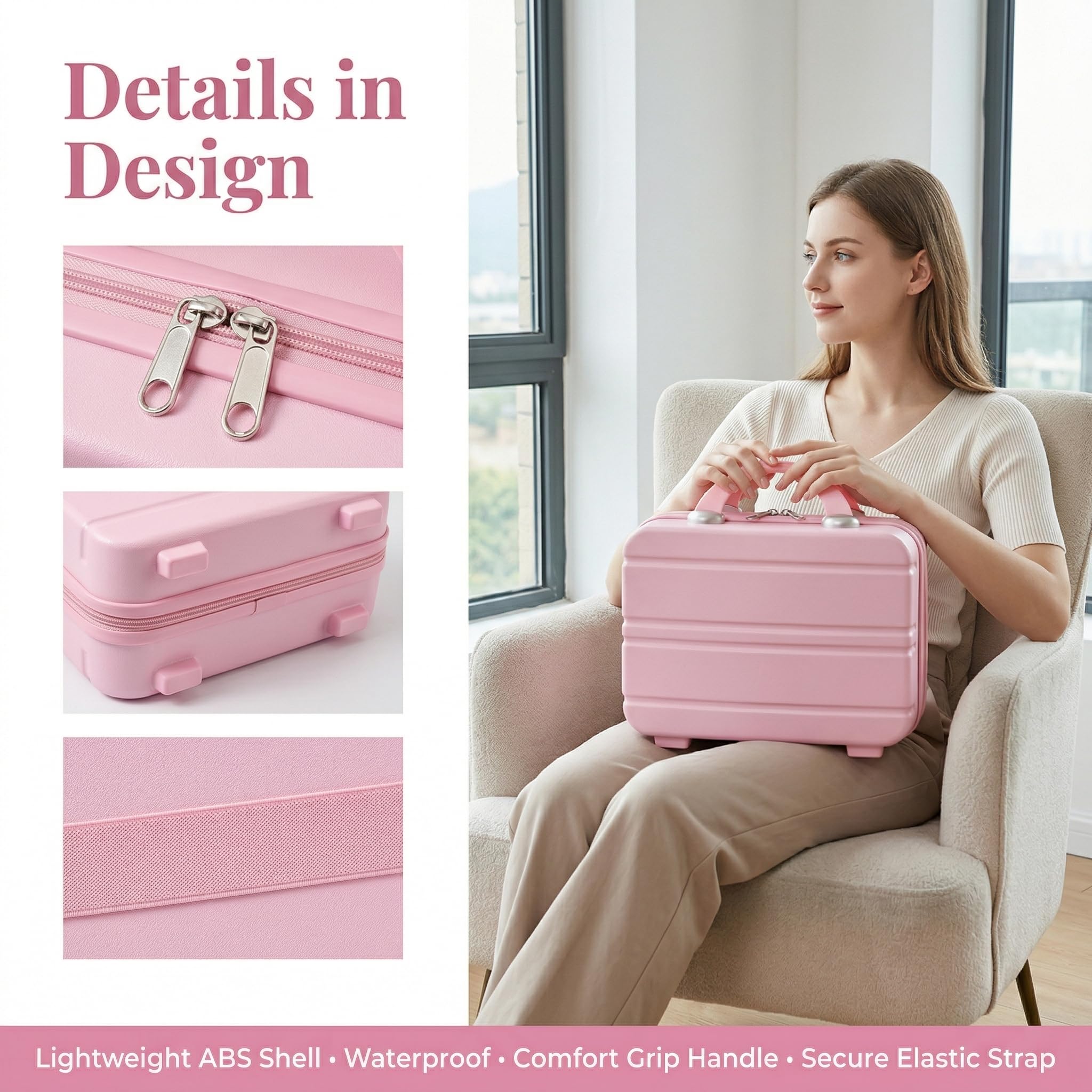 Mini Beauty Case da Viaggio da 14 Pollici - Organizer Cosmetico Leggero E Portatile, Bagaglio Multifunzionale per Weekend Fuori Porta E Oggetti Essenziali da Viaggio Black