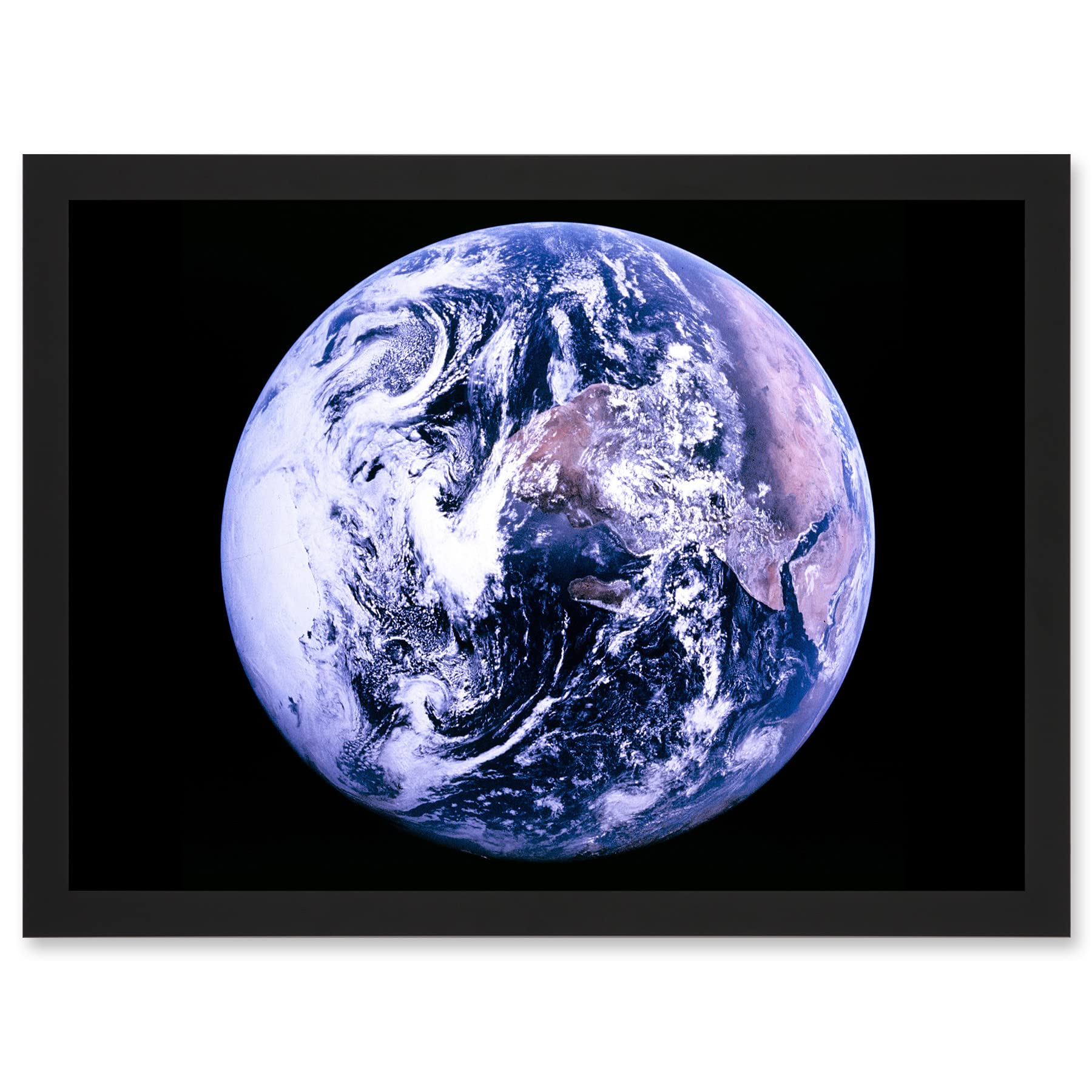 Artery8 Space Nasa Earth Apollo 17 Blue Marble Photograph Artwork Framed Wall Art Print A4