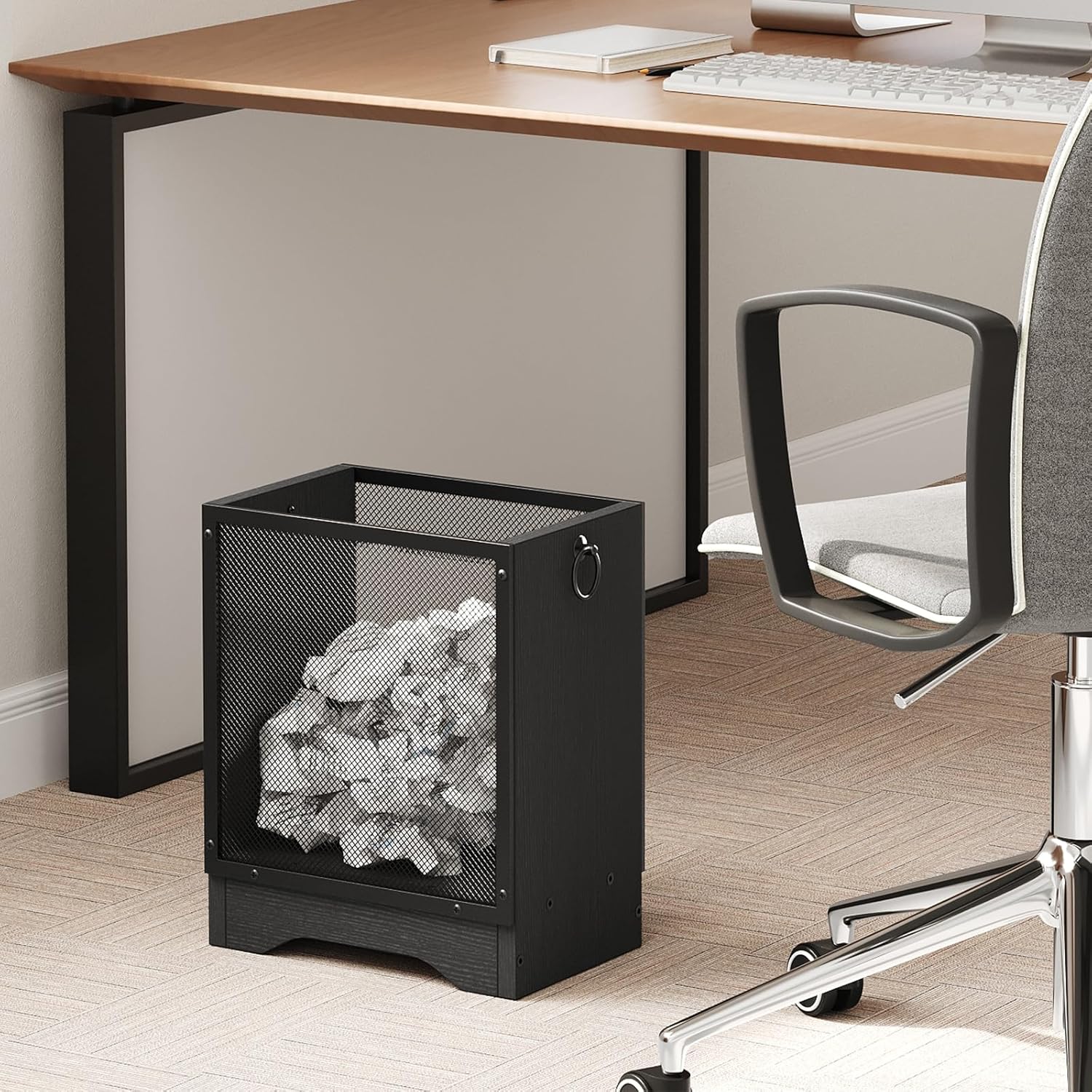 HOOBRO 10 Gallon Aquarium Stand and Trash Can Bundle, 3-Tier Fish Tank Stand with Storage, 4.5 Gallon Metal Mesh Waste Basket with Wooden Base, BF52FT01-BB06LJ01