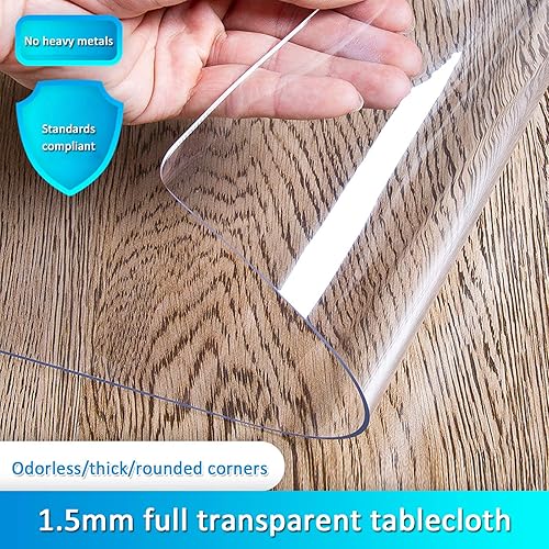 Miniatura 3 de Protector de mesa transparente de 0.069 pulgadas de grosor, protector de mesa de vidrio suave de PVC, impermeable, transparente, para banquete, mesa