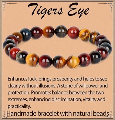 LPBeads Handmade Natural Gemstone Stretch Elastic Bracelet Healing Crystal Round Stone Beads Jewelry Gifts for Women Men