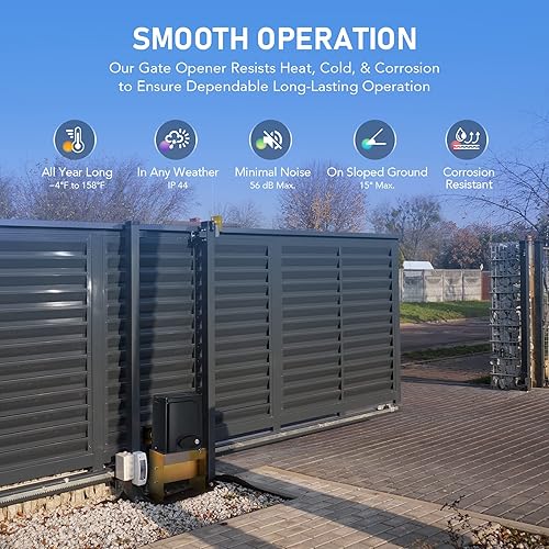 Miniatura 5 de CO-Z APLICACIÓN - Abridor de puerta deslizante automático inteligente, abridor de puerta eléctrico de 280 W para puertas de hasta 1400 libras y 40