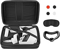 Vista 1 de RHCOM Portable VR Storage Case Compatible with Oculus Quest 2 All-in-One VR Gaming Headset and Touch Controllers. with Silicone Face Cover, Lens