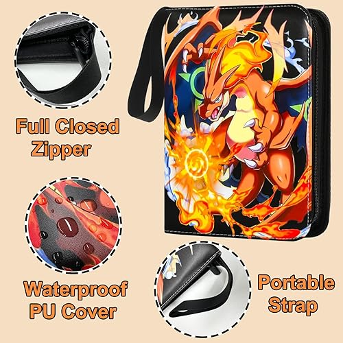 Miniatura 2 de Carpeta de tarjetas para tarjetas de 4 bolsillos, 400 bolsillos, álbum de tarjetas con 50 páginas, mangas extraíbles y cremallera, bolsillos de