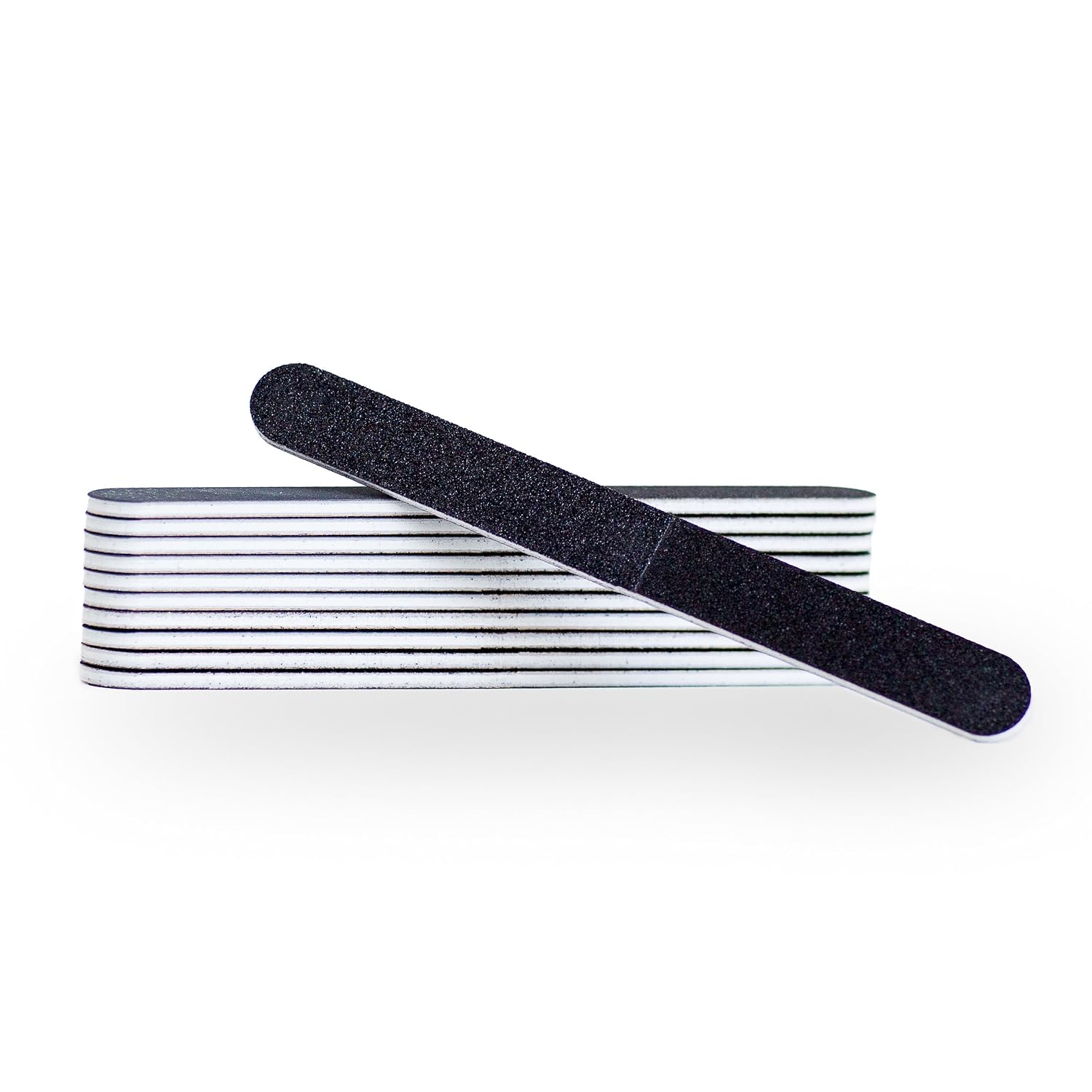 Professional Quality Nail File, Black 4 Way, White Center (100-180/240-600) 12 Pack
