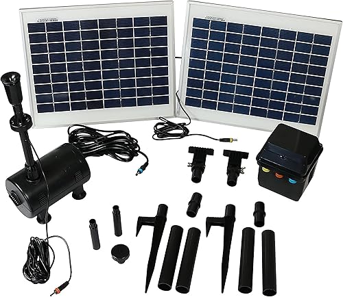 Miniatura 6 de Sunnydaze Kit de bomba solar y fuente de panel para exteriores de 396 GPH con batería y luz LED, elevación de 120 pulgadas