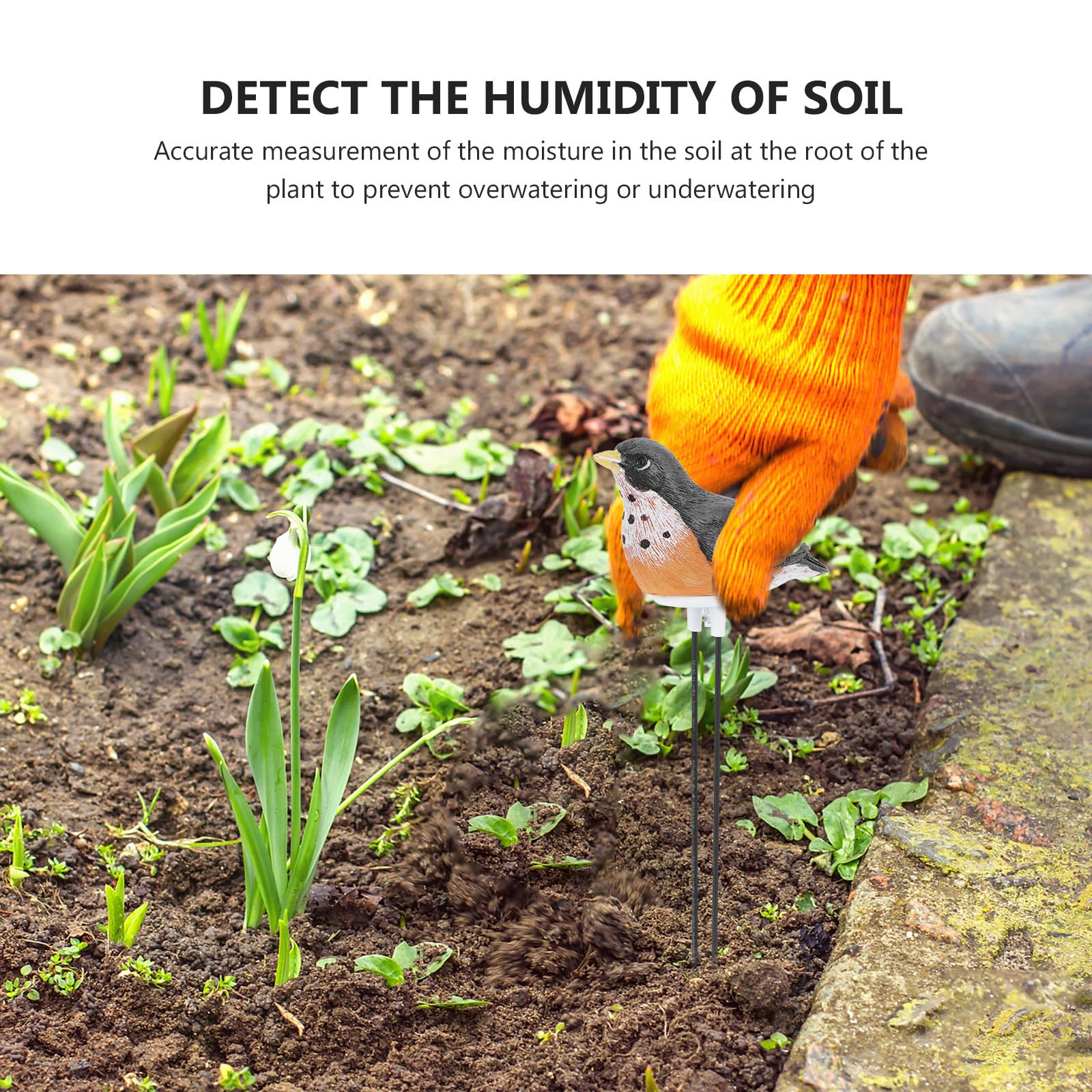 Testeur D'humidité Sol en Résine Forme Oiseau Alarme D'arrosage pour Plantes en Pot, Capteur Noir Prévient Le sous-arrosage, pour Usage Intérieur
