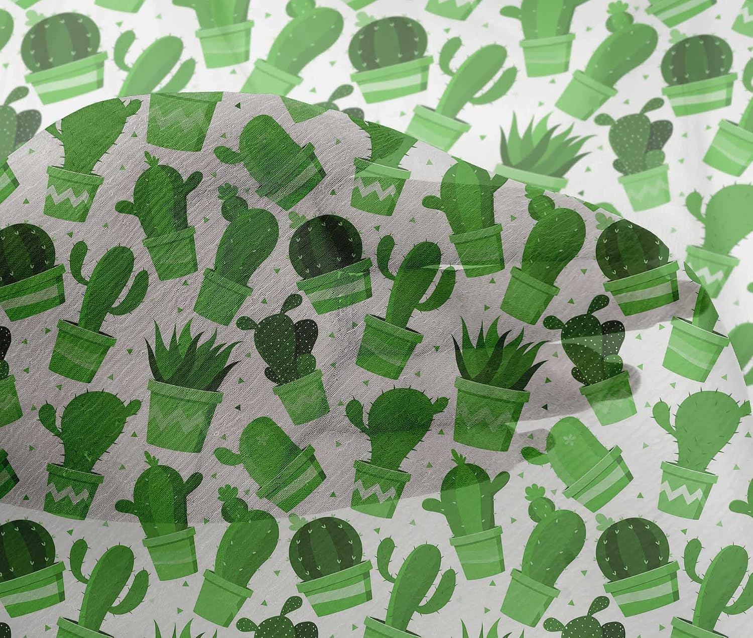 oneOone Viscose Chiffon Green Fabric Cactus DIY Clothing Quilting Fabric Print Fabric by Yard 42 Inch Wide
