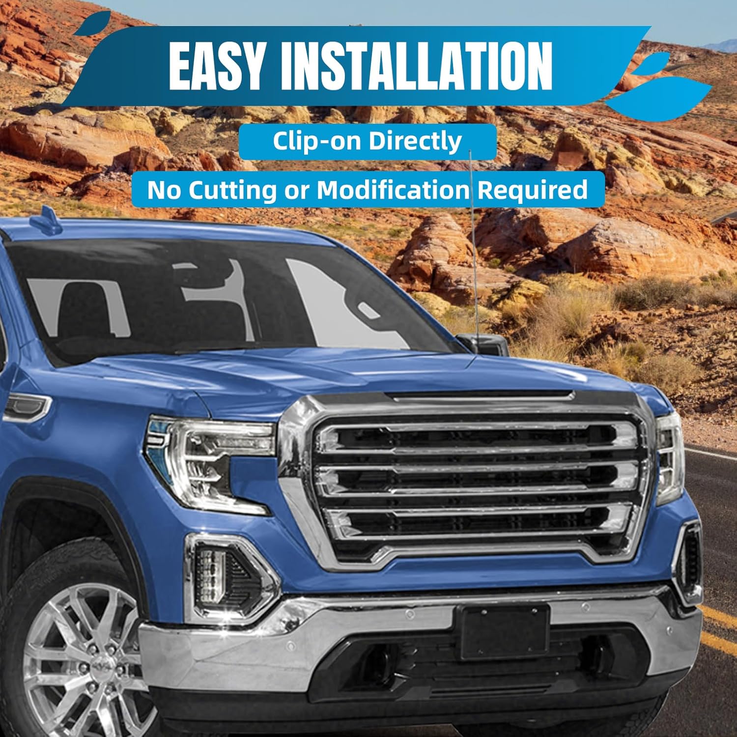 HECASA Fog Light Trim Cover Compatible with 2019-2023 GMC Sierra 1500 Denali Front Driving Surround Outer Fog Lamp Bezel Chrome Driver & Passenger Side Replacement for GM1038254 GM1039254