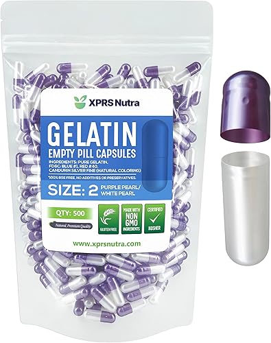 XPRS Nutra Cápsulas vacías tamaño 2  500 cápsulas vacías de gelatina  Cápsulas vacías de píldoras  Relleno de cápsula DIY  Cápsulas de píldoras