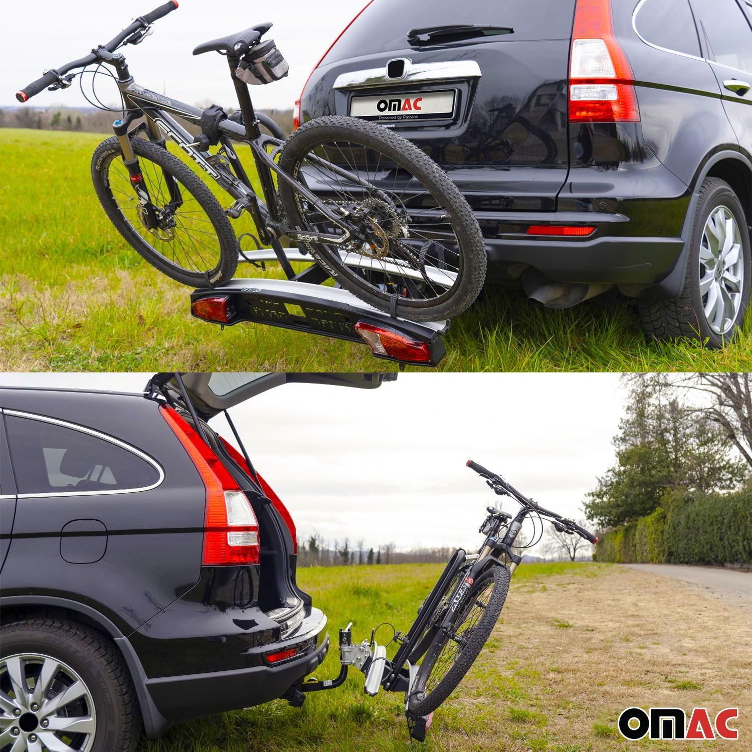 MENABO Portabici Merak Q Gancio Traino Portatutto Posteriore 2 Bici | Portatutto Posteriore Bici Pieghevole Rimovibile Leggero Accessori Cavalletto Bici Alluminio Nero Argento ABE
