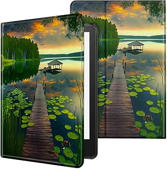Protective PU Leather Stand Case Cover for Kindle Paperwhite E-Reader 6 inch 10th Generation 2018 Release - Green Forest