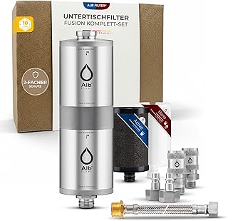 Alb Filter FUSION Trinkwasserfilter Untertisch Active + Nano–Doppelstufiger Wasserfilter für Küche mit Schnellkupplung – Reduktion von Keimen & mehr – Schneller Filterwechsel – Made in Germany