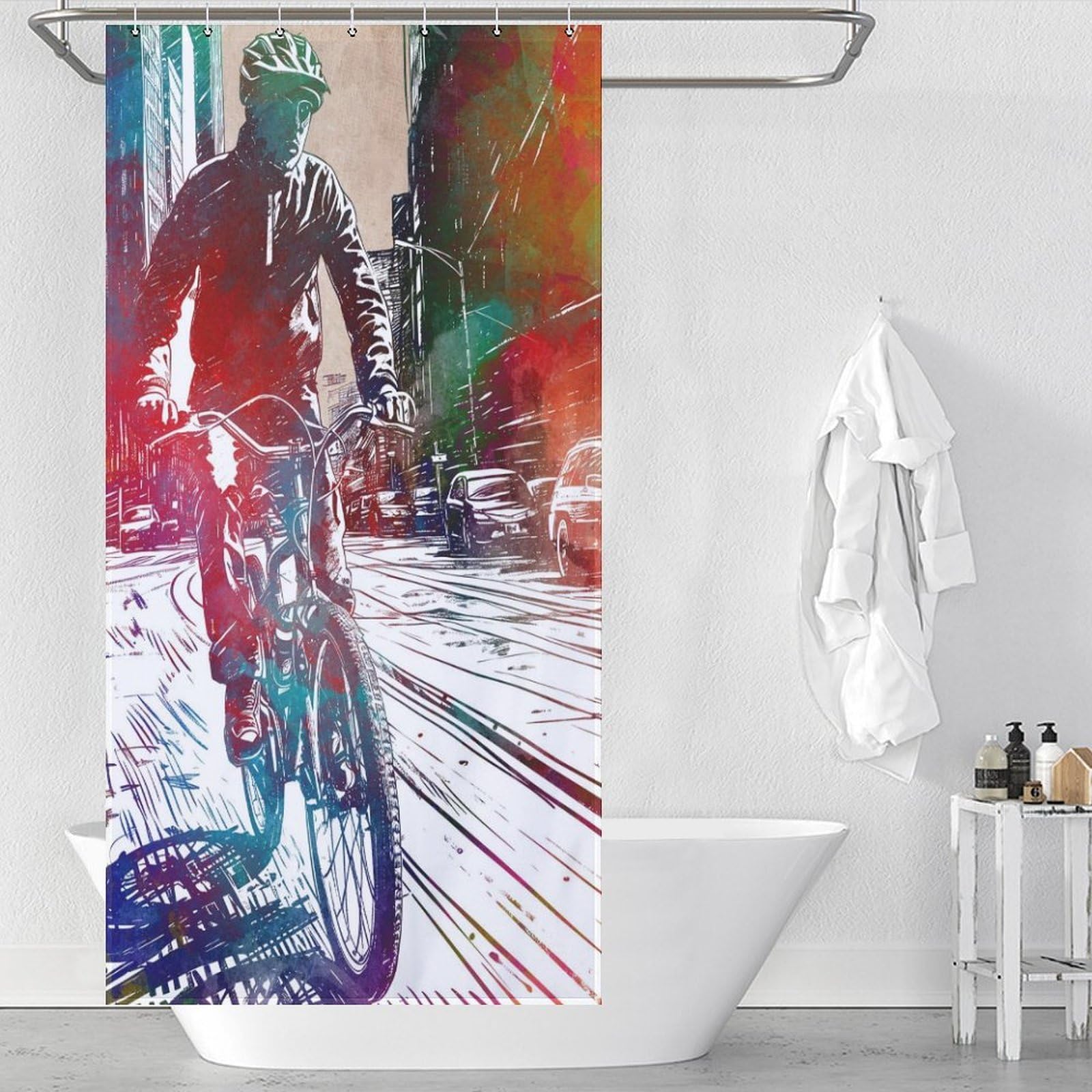 Rideau de douche de sport cyclisme imperméable en polyester épais résistant 90x180cm
