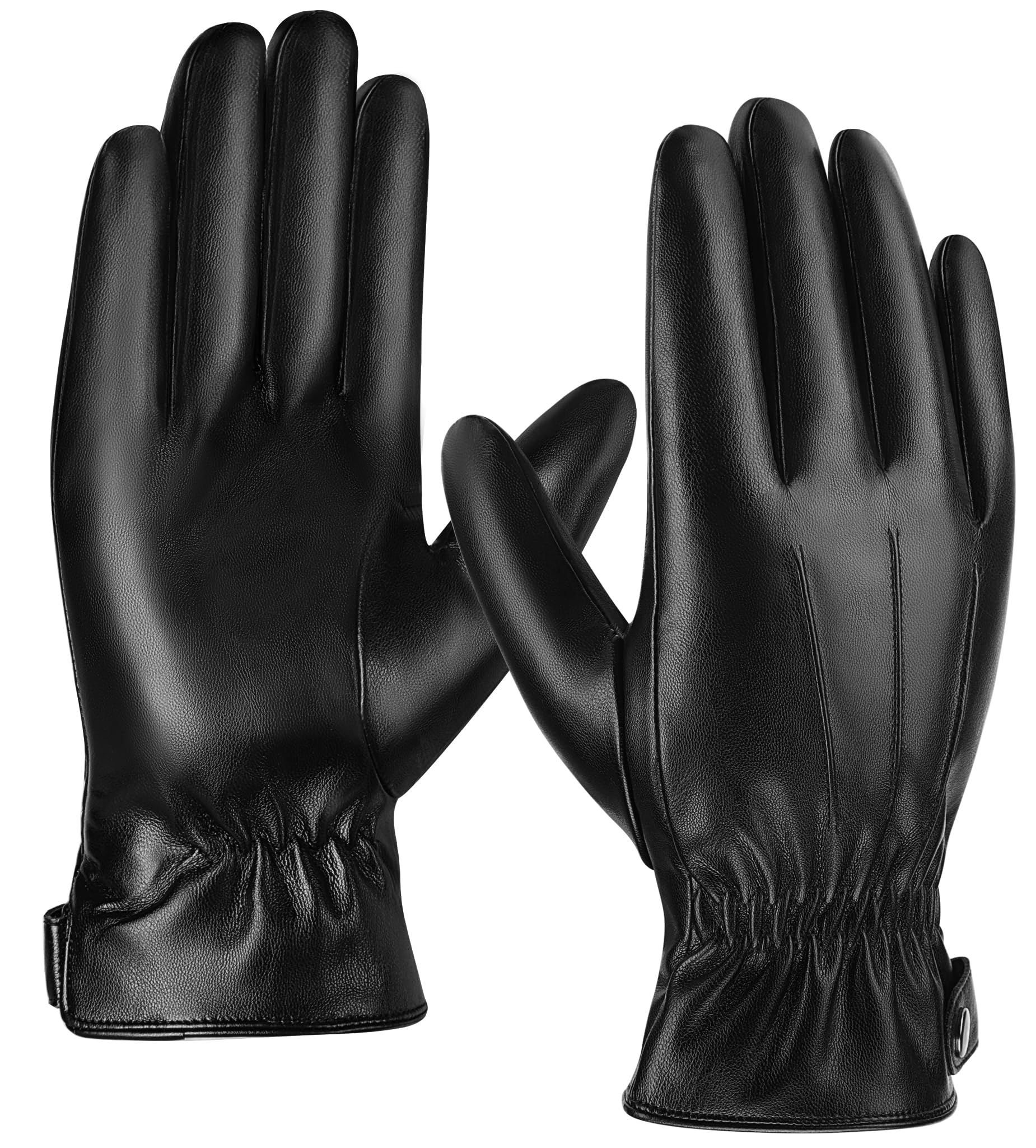 Aegend Leather Gloves for Men Soft Warm Lining Full Hand Touchscreen Winter Gift Thermal