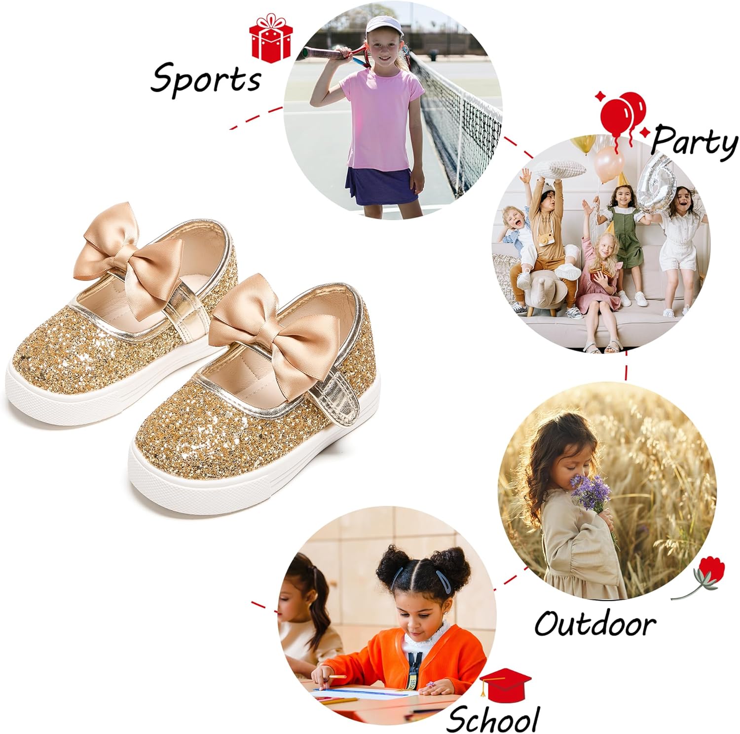 Toddler/Little Girls Sneakers-Slip On Glitter Sports Shoes for Running Walking - Image 4
