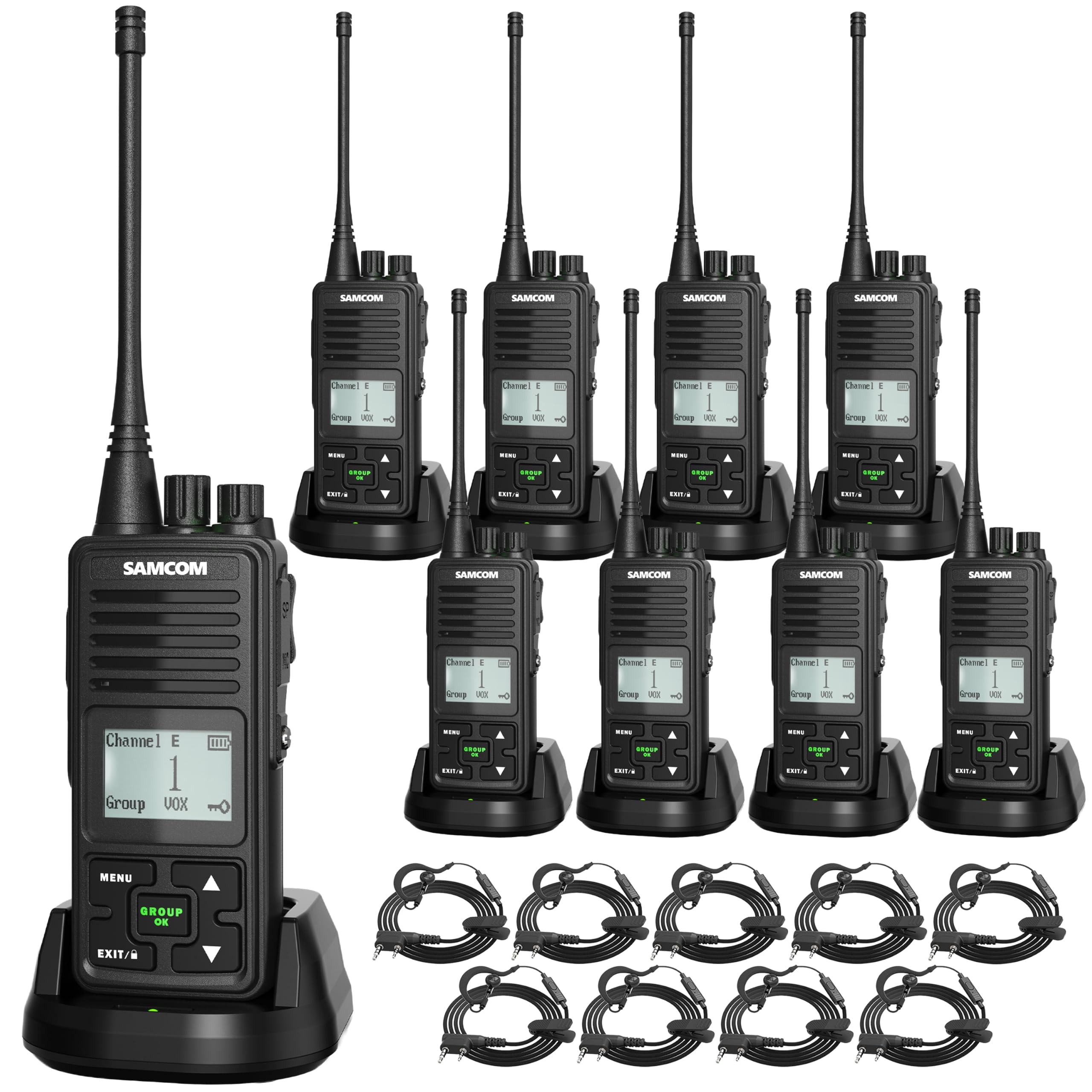 SAMCOM FPCN10A Business Walkie Talkies Portable UHF Two-Way Radios(9 Pack)