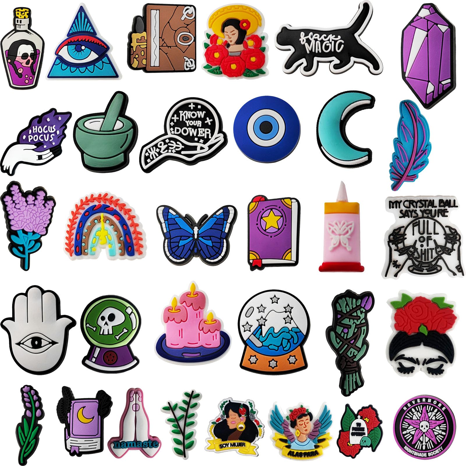 MAFHVV32Pcs Shoe Charms for Evil Eye for Croc Charms, Clog Decoration Cartoon Anime Charms Shoe Accessories, Cartoon Pvc Shoe Charms Decoration for Kids Teens Boys Girls Men Women Party Birthday Gifts