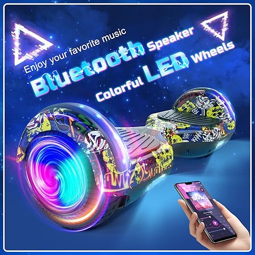 Miniatura 3 de Scooter con accesorio de asiento para niños y adultos, scooter de equilibrio de 6.5 pulgadas y 8.5 pulgadas con altavoces Bluetooth y luz LED