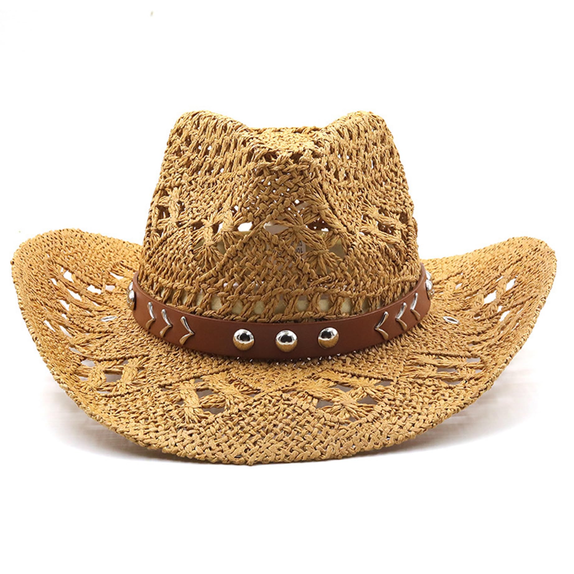 Sombrero de Vaquero para Mujer ala Ancha Bloque UV Caqui | Paja suave y transpirable, se adapta a hombres y mujeres, ideal para viajes de senderismo al aire libre