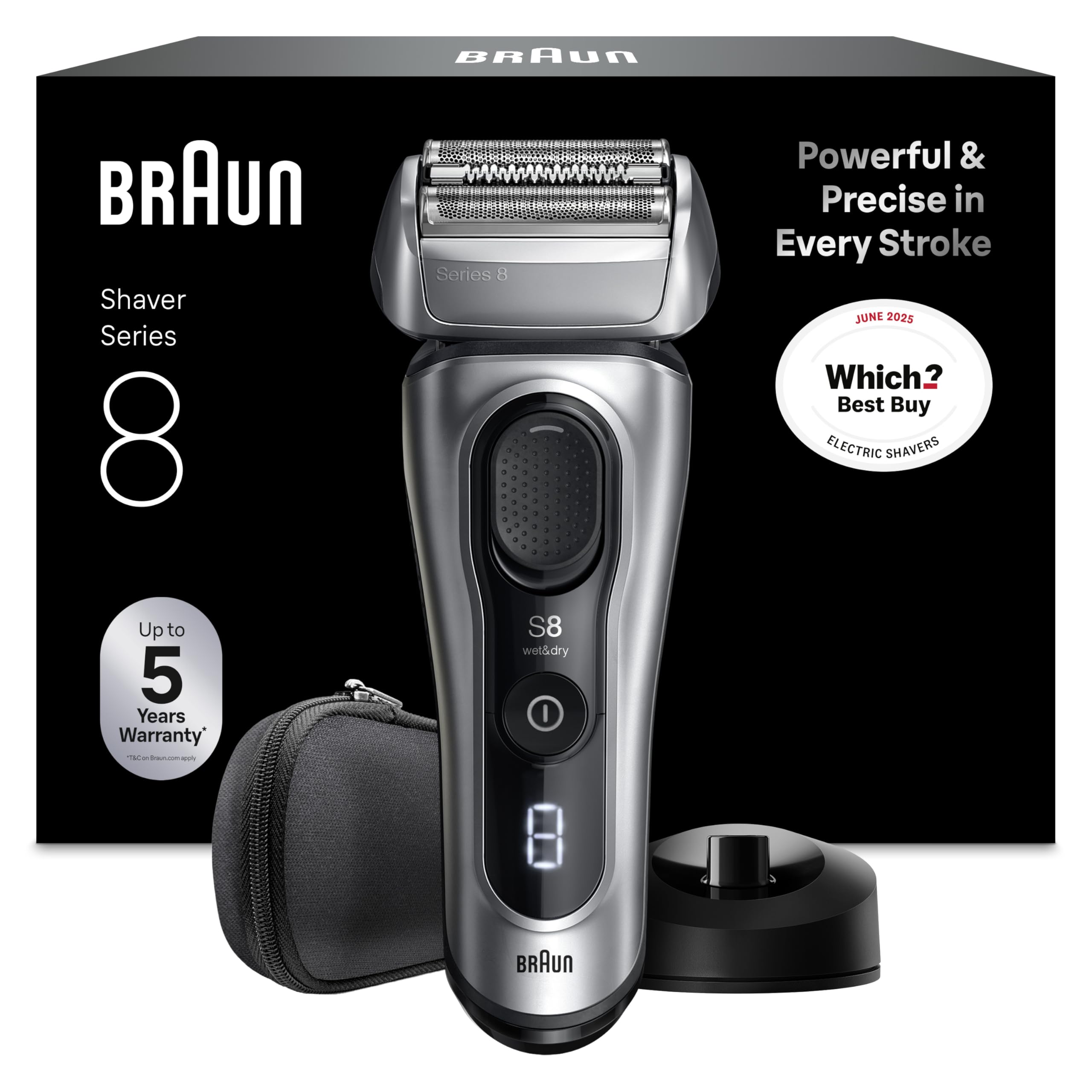 Braun Series 8 Electric Shaver for Men, Wet & Dry Foil Razor, Silver