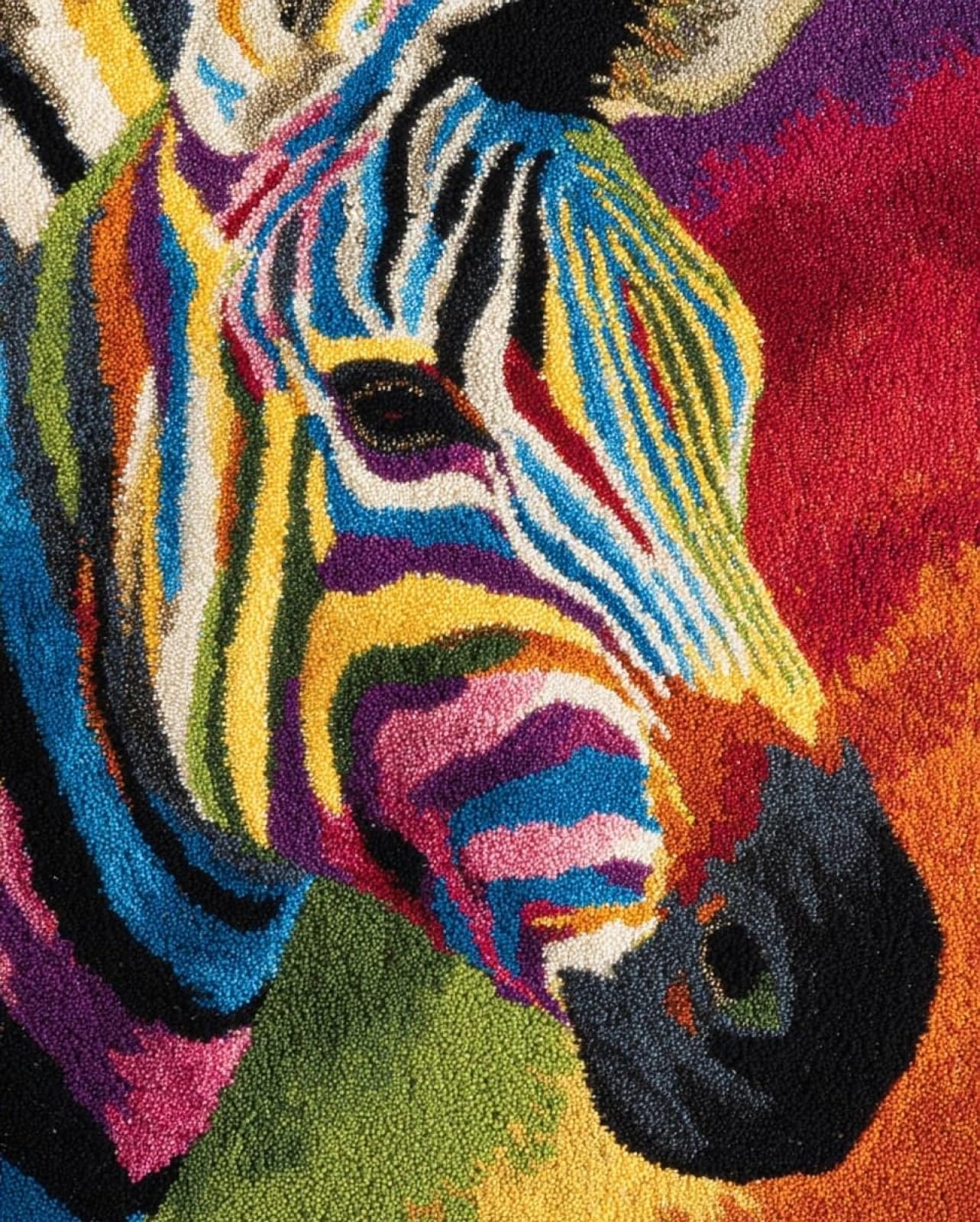 Wallphantom DIY Latch Hook Rug Making Kit for Adults,Animal Zebra