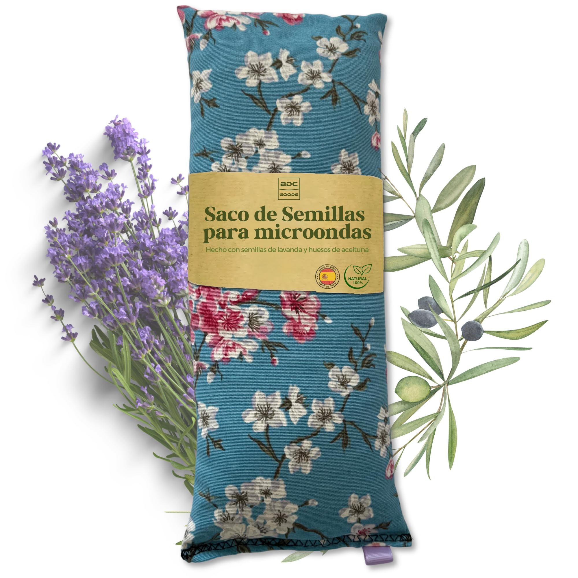 BDC Goods - Saco semillas microondas. Bolsa o cojin térmico para cuello, cervicales, lumbar, menstruación, etc.. o cualquier zona de dolor. Se le aplica frio o calor.