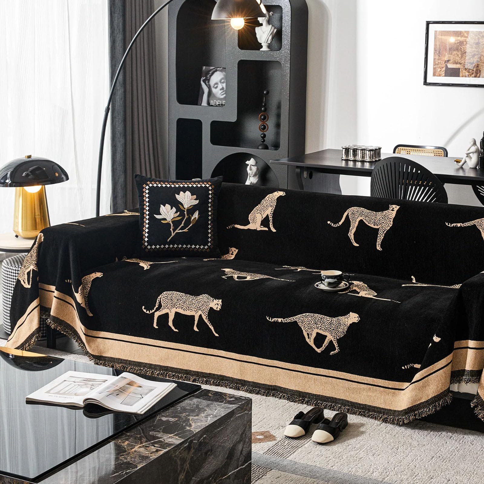 Photo 1 of EvaLoome Chenille Sofa Cover with Tassels