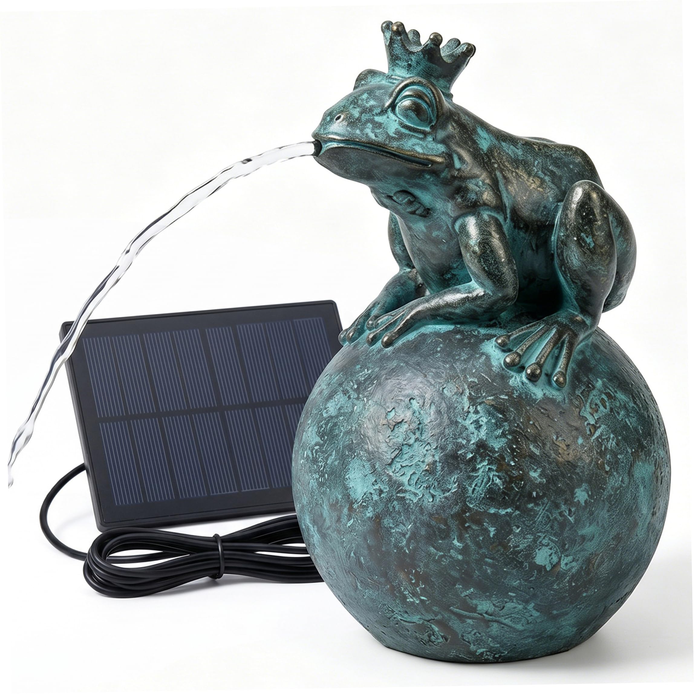 Fontaine de grenouille solaire pour eliminer l'eau stagnante du bassin