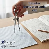 Vista 6 de Mr. Pen Juego de geometría con transportador de brazo giratorio de 6 pulgadas, compás, escuadras, regla, compases y transportador, juego de 15 piezas