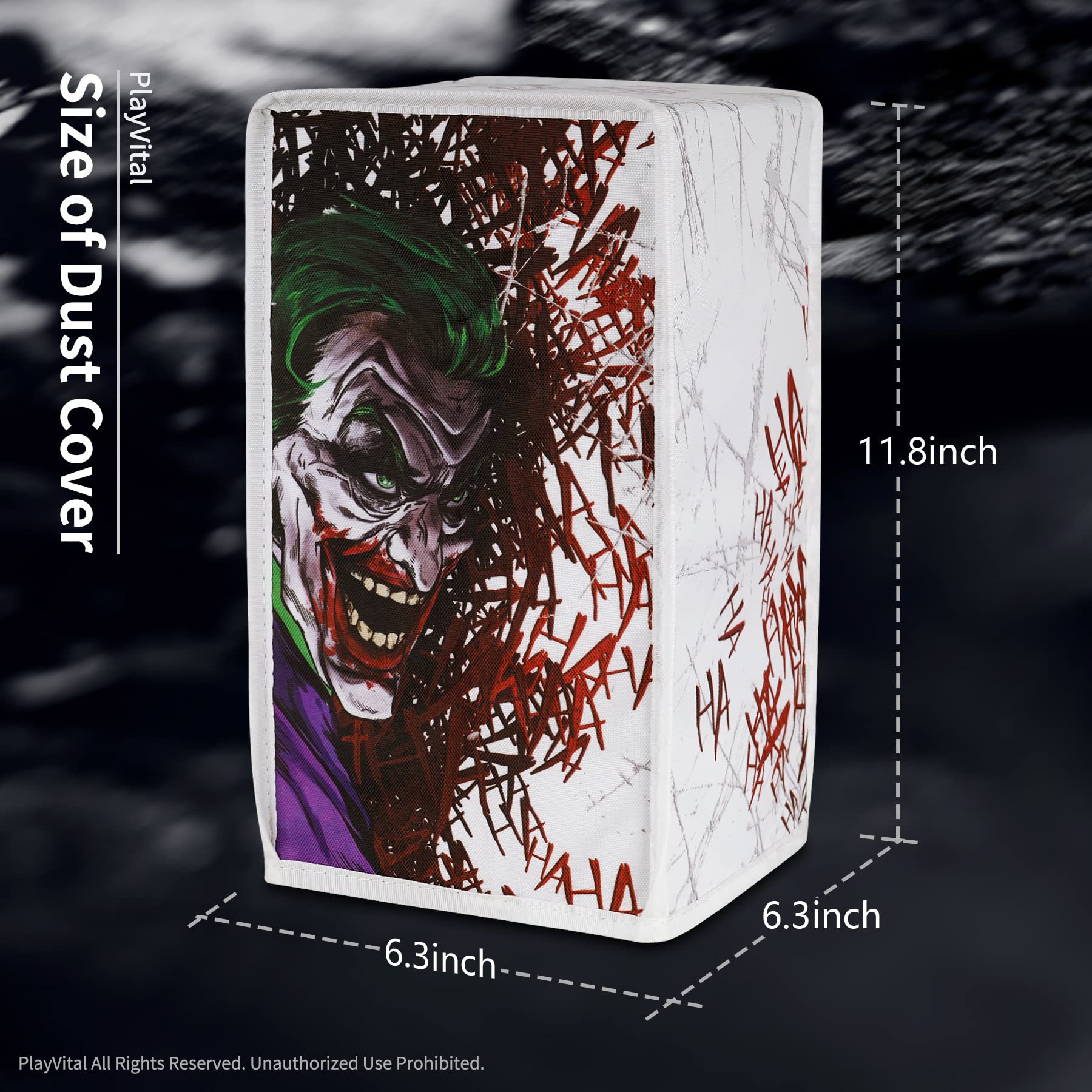 PlayVital Funda Vertical Antipolvo para Xbox Series X - Cubierta Protectora Resistente al Agua con Forro Suave y Acceso Fácil a Puertos, Accesorio Compatible con Xbox Series X Consola (Clown Hahaha) - 5