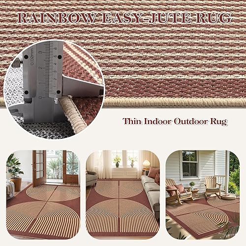 Vista 37 de Lahome Alfombra moderna de yute, de 2 x 8 pies, lavable, para entrada, granja, cocina, antideslizante, para interiores y exteriores, alfombra